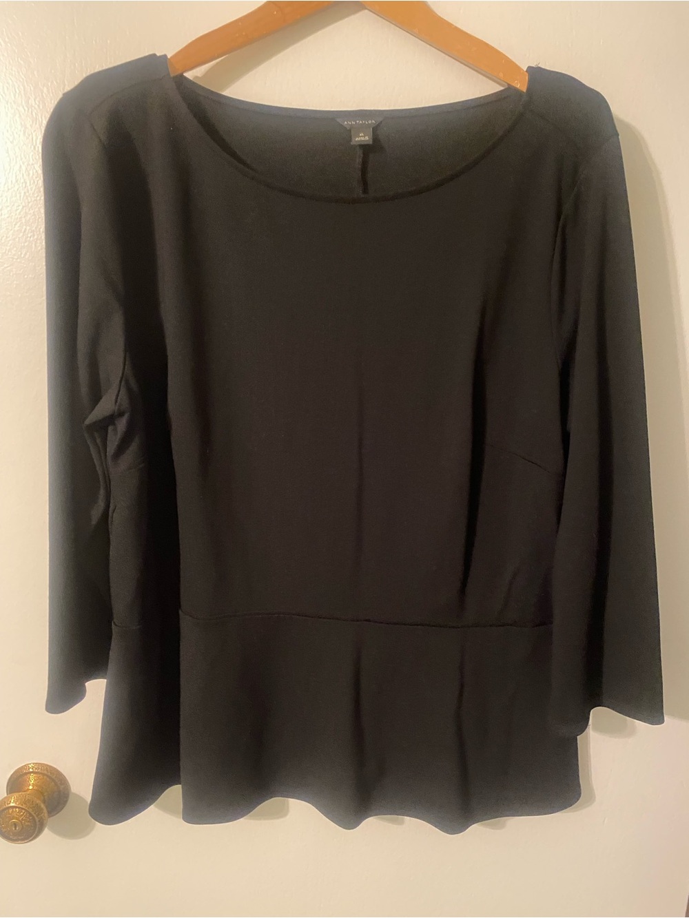 Ann Taylor Black Long-Sleeve Peplum Top